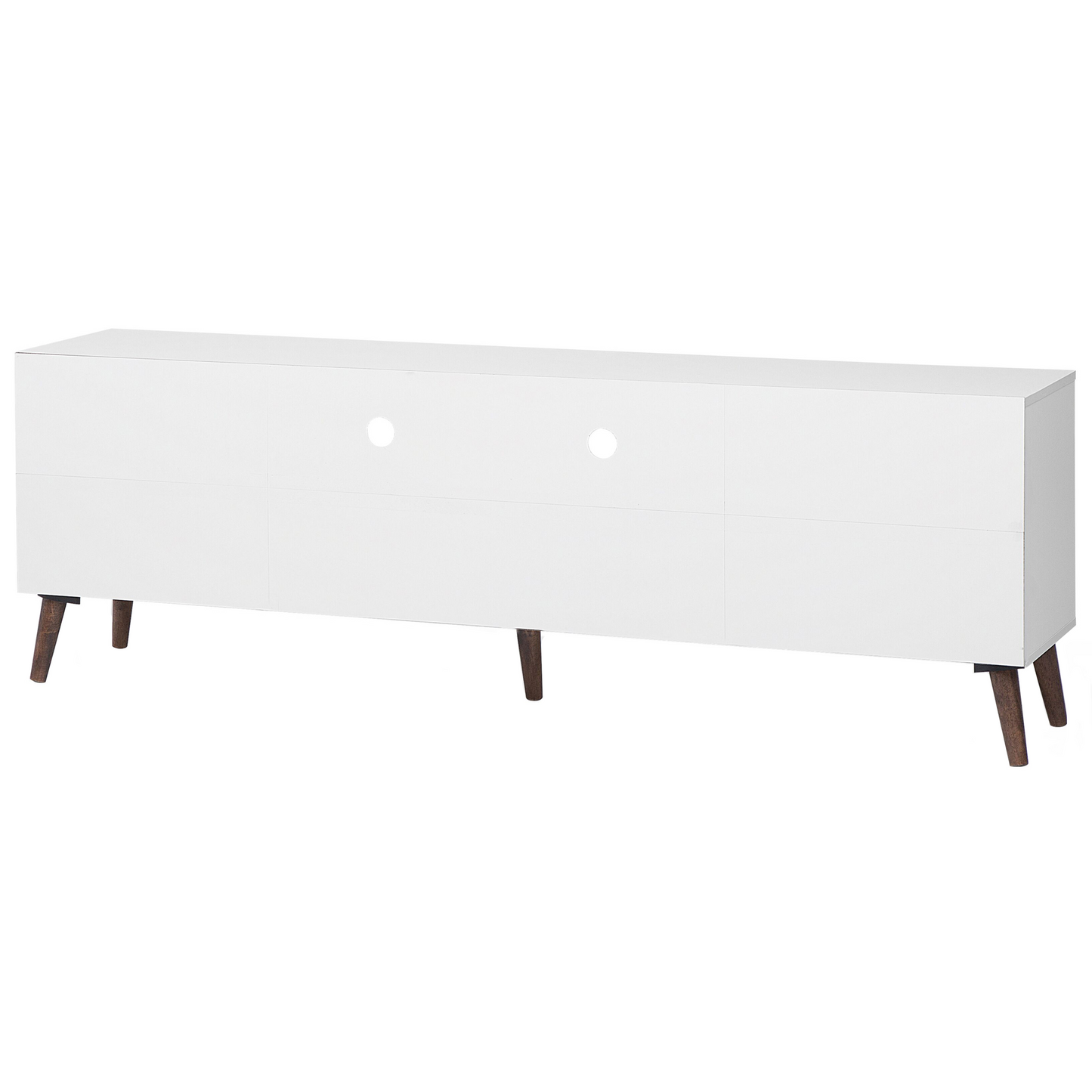 Aura TV Stand White And Dark Brown For 78 Inch TV With 2 Cabinets
