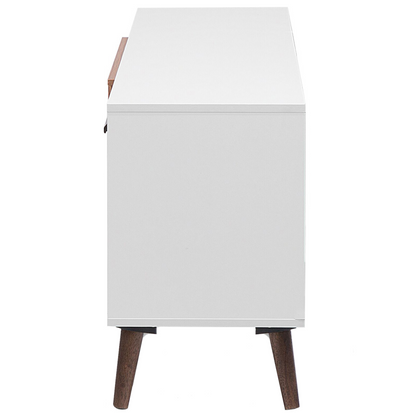 Aura TV Stand White And Dark Brown For 78 Inch TV With 2 Cabinets