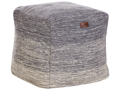 Pouffe Grey and White Cotton 3 Stripes Cube
