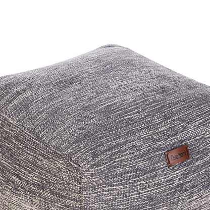 Pouffe Grey and White Cotton 3 Stripes Cube