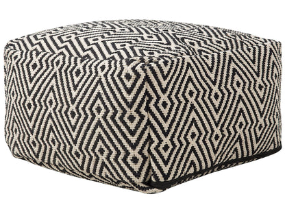 Cotton Chevron Pouffe Black White Square Boho Modern