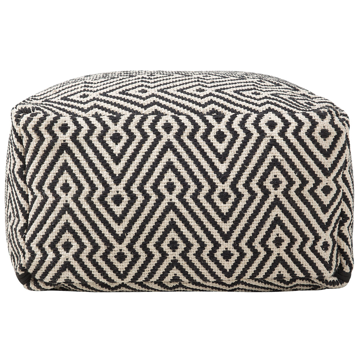 Cotton Chevron Pouffe Black White Square Boho Modern