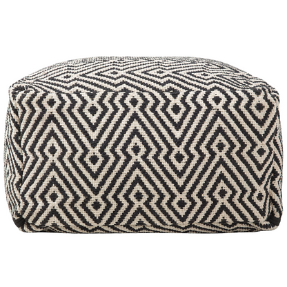 Cotton Chevron Pouffe Black White Square Boho Modern