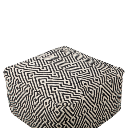 Cotton Chevron Pouffe Black White Square Boho Modern