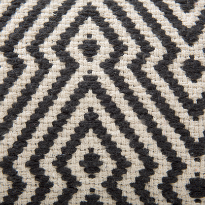 Cotton Chevron Pouffe Black White Square Boho Modern