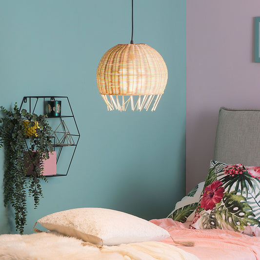 Pendant Lamp Brown Dome Boho Eclectic