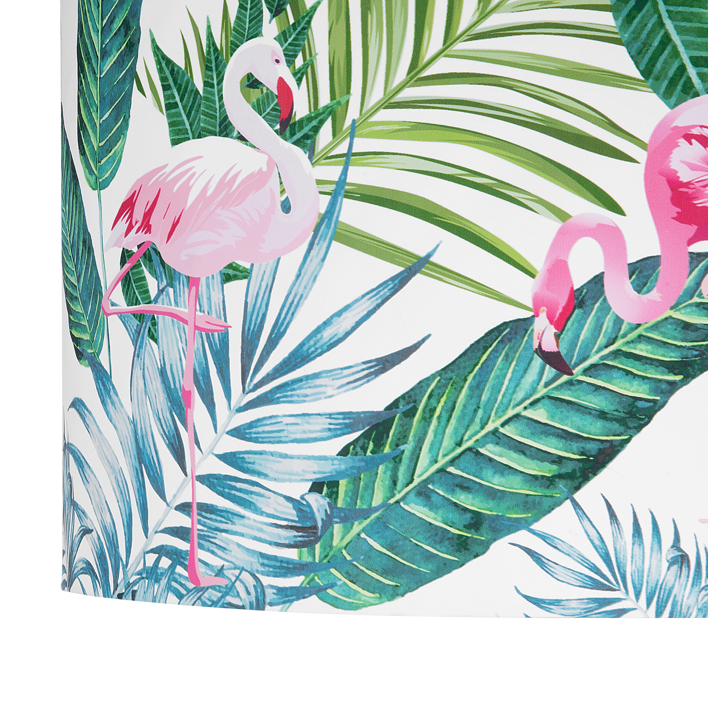 Flamingo Print Drum Pendant Lamp White Fabric