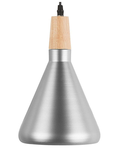 Pendant Lamp Silver Metal Wood Bell Modern