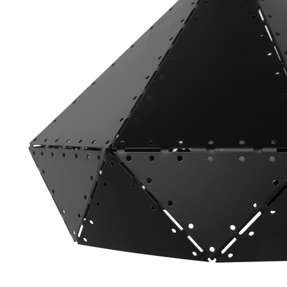 Pendant Lamp Geometric Black Metal With Oak Wood