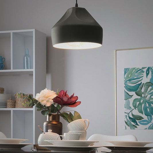 Pendant Lamp Black Irregular Round Metal 1 Light