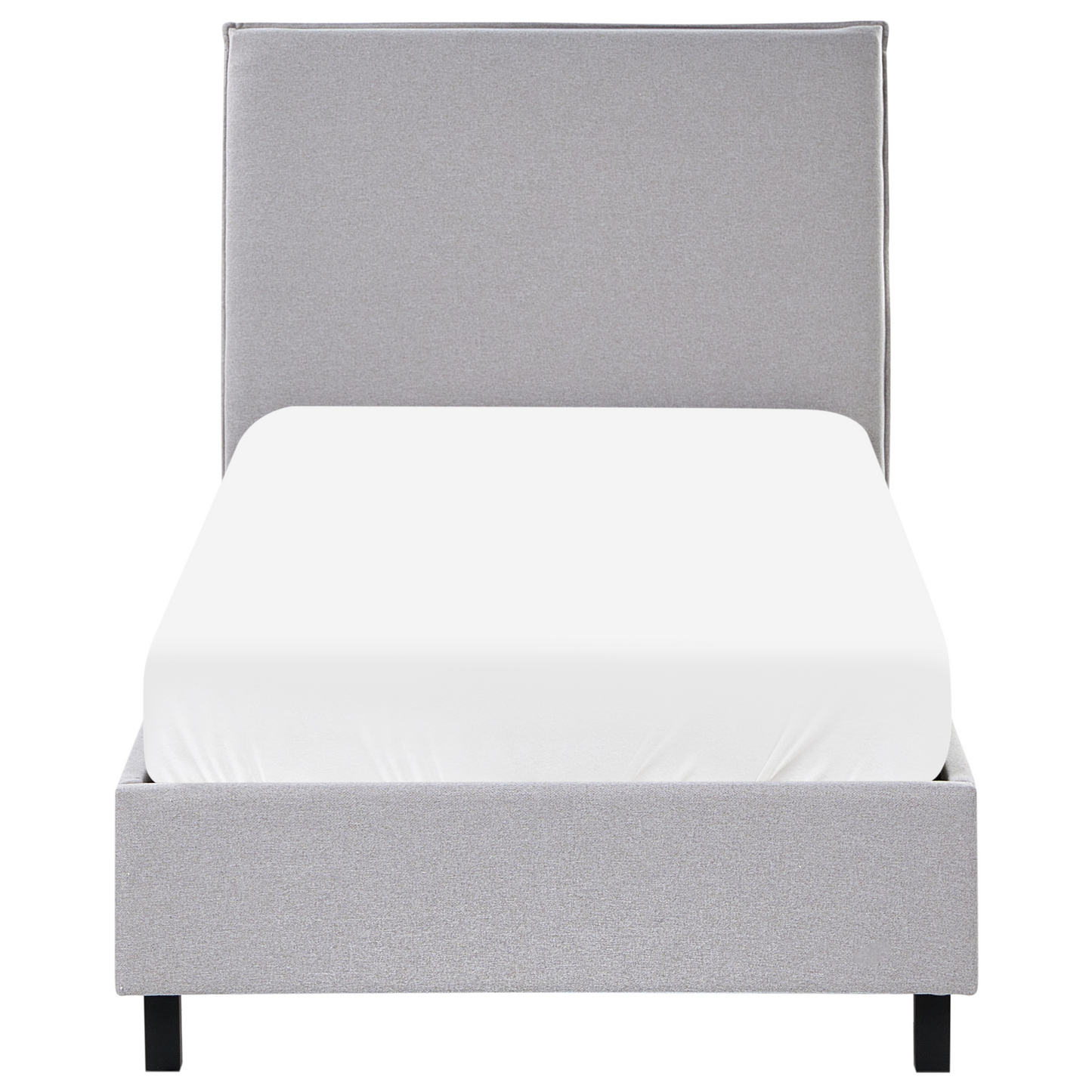 Grey Fabric Bed Frame EU Single Slat Headboard Minimalist