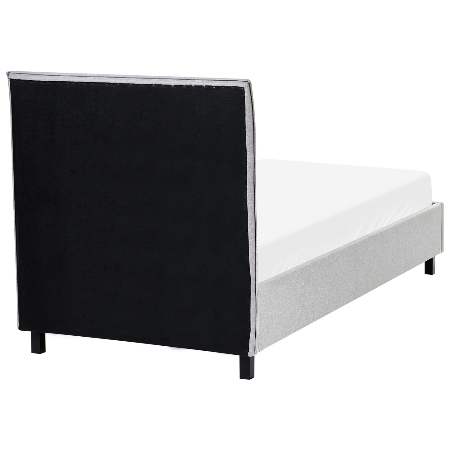 Grey Fabric Bed Frame EU Single Slat Headboard Minimalist