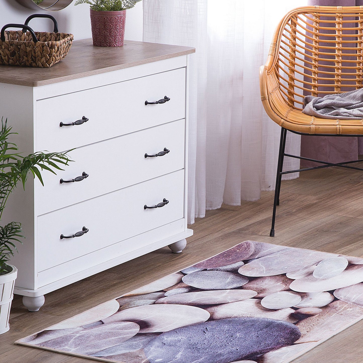 Area Rug 3D Pebble Pattern Polyester Rectangular 80 x 150cm