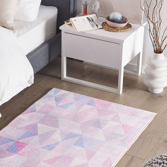 Rugs Area Rug Pastel Blue Grey 80 X 150cm Triangle Pattern Modern Contemporary
