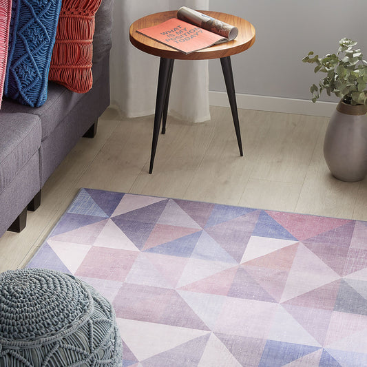 Pastel Triangle Pattern Area Rug 140 x 200cm Blue Grey