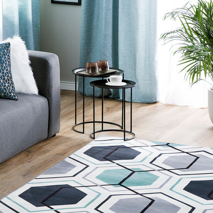 Multicolor Geometric Linear Area Rug 160 x 230cm Polyester