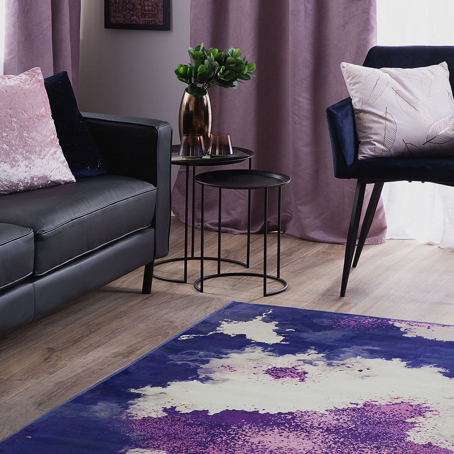 Area Rug Multicolour Abstract Pattern Polyester Fabric Rectangular 160 x 230cm Modern Living Room