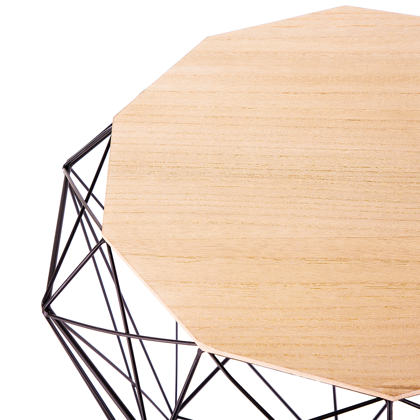 Geometric Glam Side Table 43 x 43cm Removable Top Light Wood