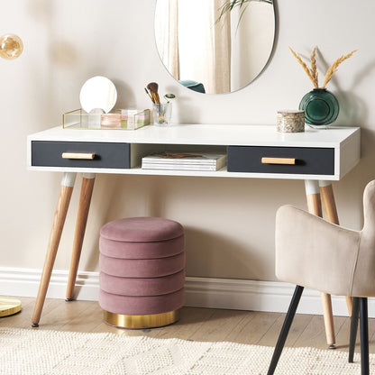 Desk White Grey 120 x 45cm 2 Drawers Shelf Wood Legs