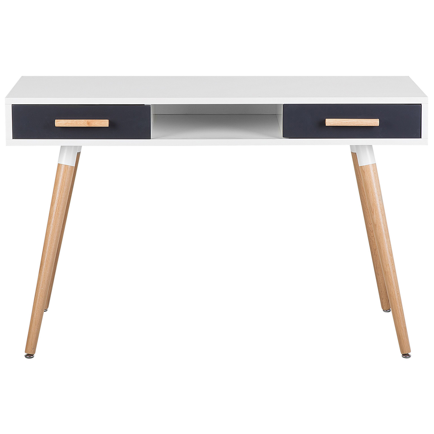 Desk White Grey 120 x 45cm 2 Drawers Shelf Wood Legs