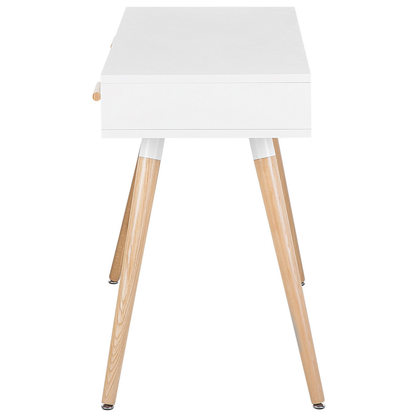 Desk White Grey 120 x 45cm 2 Drawers Shelf Wood Legs