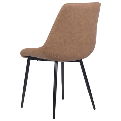 Faux Leather Dining Chairs Set of 2 Brown Quilted Iron Legs