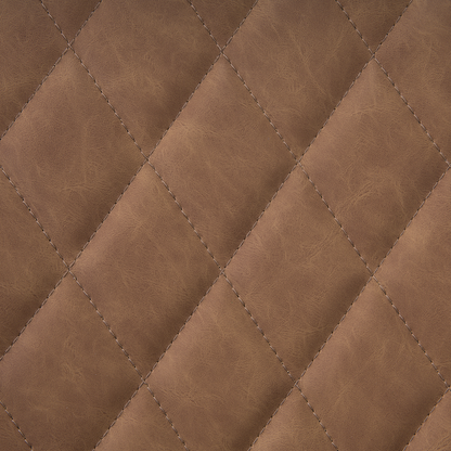Faux Leather Dining Chairs Set of 2 Brown Quilted Iron Legs