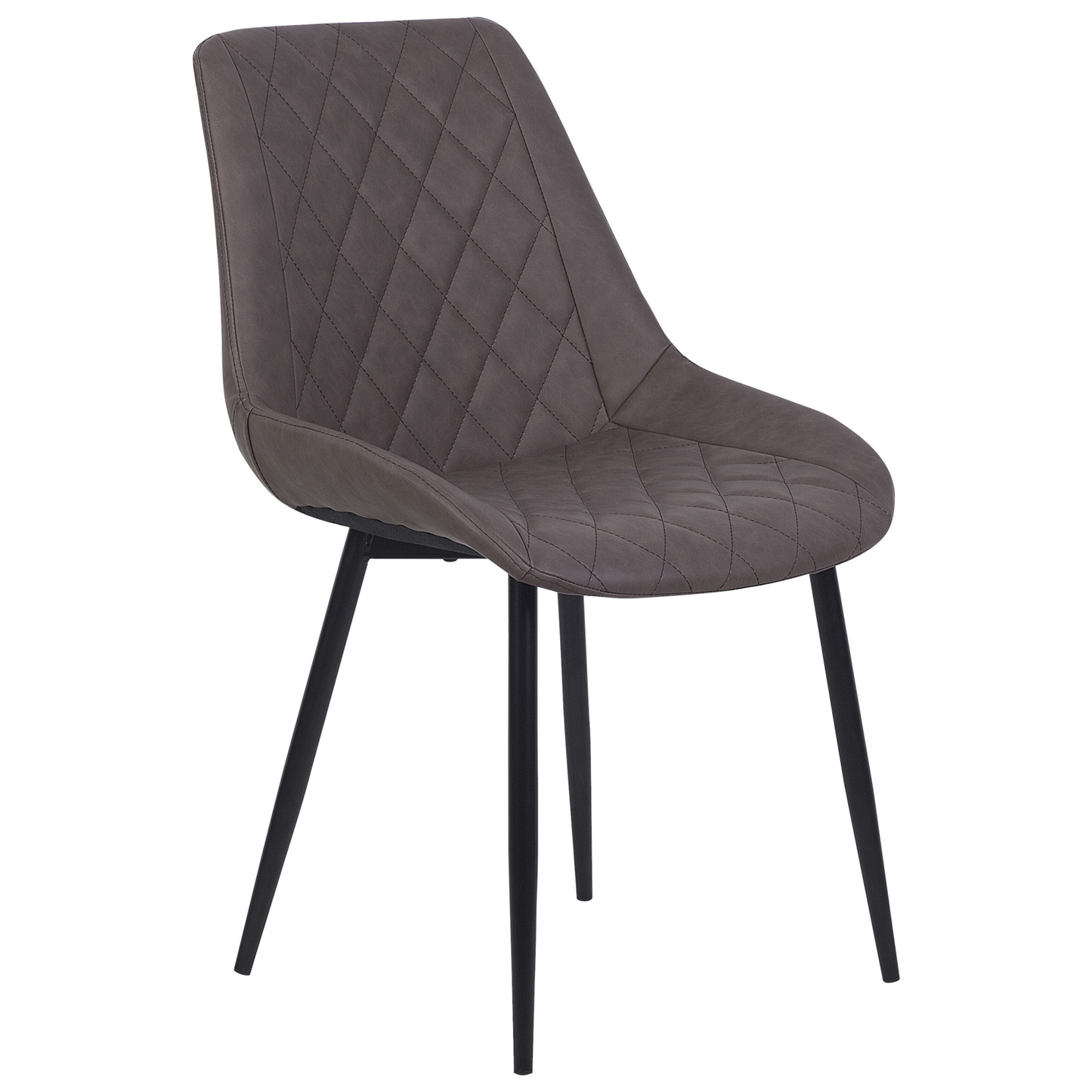 Faux Leather Dining Chairs 2Pack Dark Brown Quilted Iron Legs