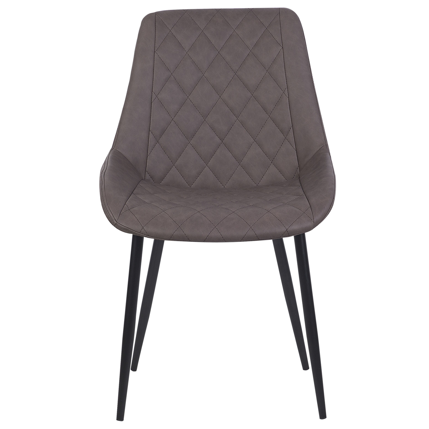 Faux Leather Dining Chairs 2Pack Dark Brown Quilted Iron Legs