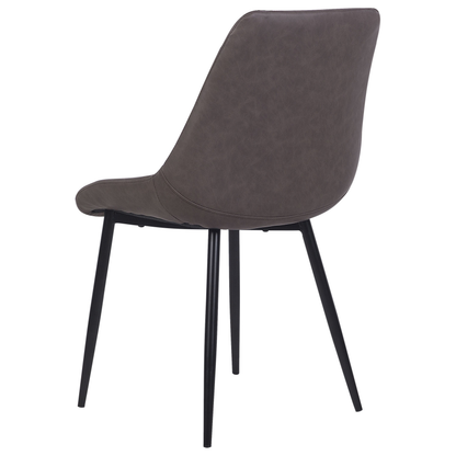 Faux Leather Dining Chairs 2Pack Dark Brown Quilted Iron Legs