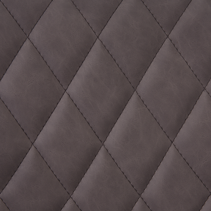 Faux Leather Dining Chairs 2Pack Dark Brown Quilted Iron Legs