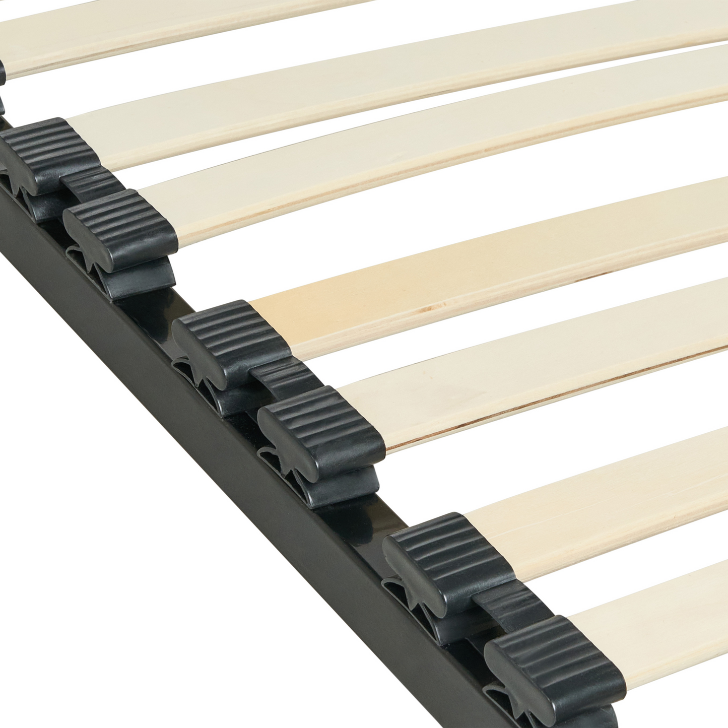 Freestanding Bed Base EU Double Solid Wood Slats Steel Frame