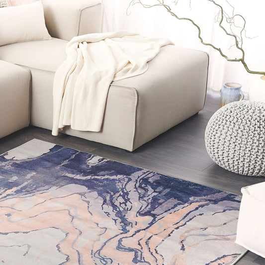 Area Rug Multicolour Abstract Pattern Polyester 140 x 200cm Anti Slip Durable Underlay