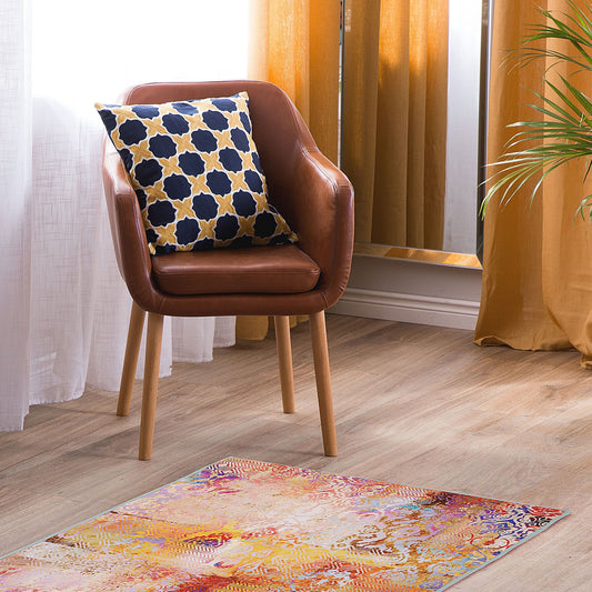 Multicolour Abstract Area Rug 80 x 150cm Polyester Rubber Back