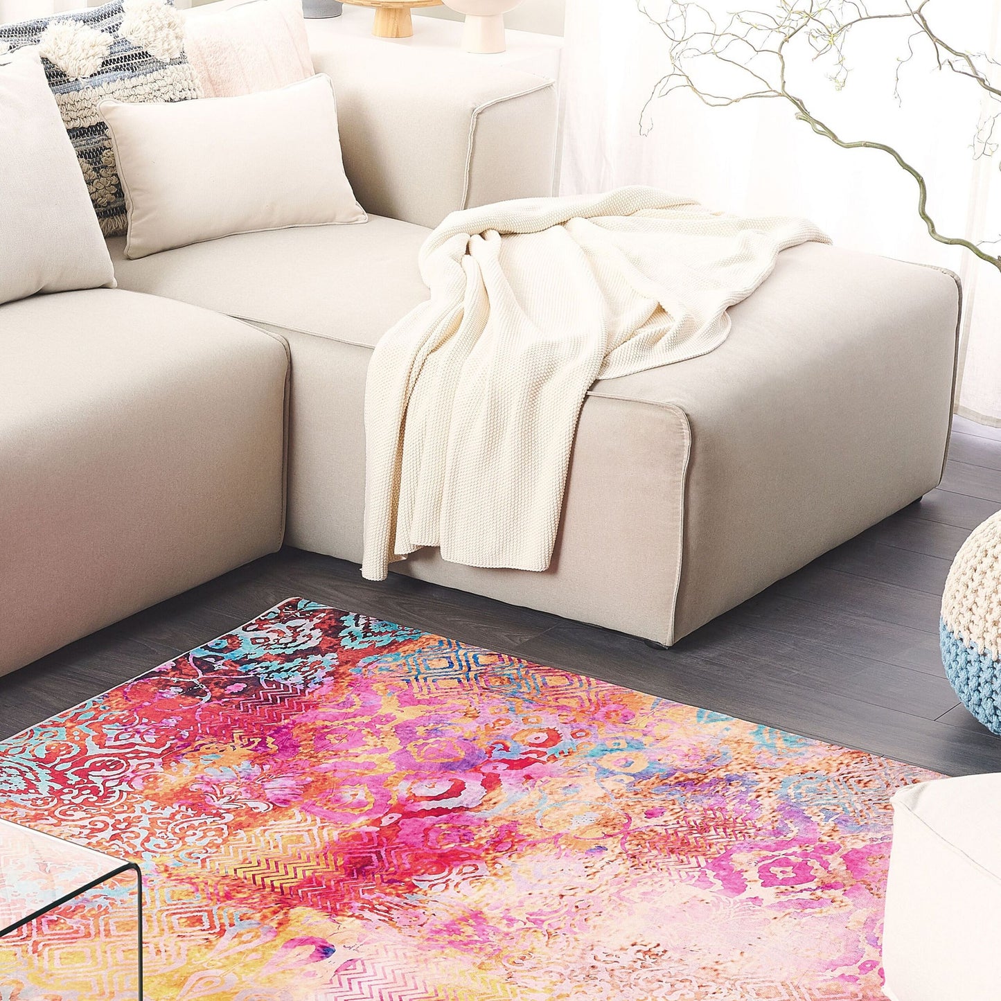 Multicolour Abstract Area Rug 140 x 200cm Polyester Backed
