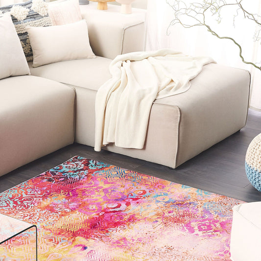 Multicolour Abstract Area Rug 140 x 200cm Polyester Backed