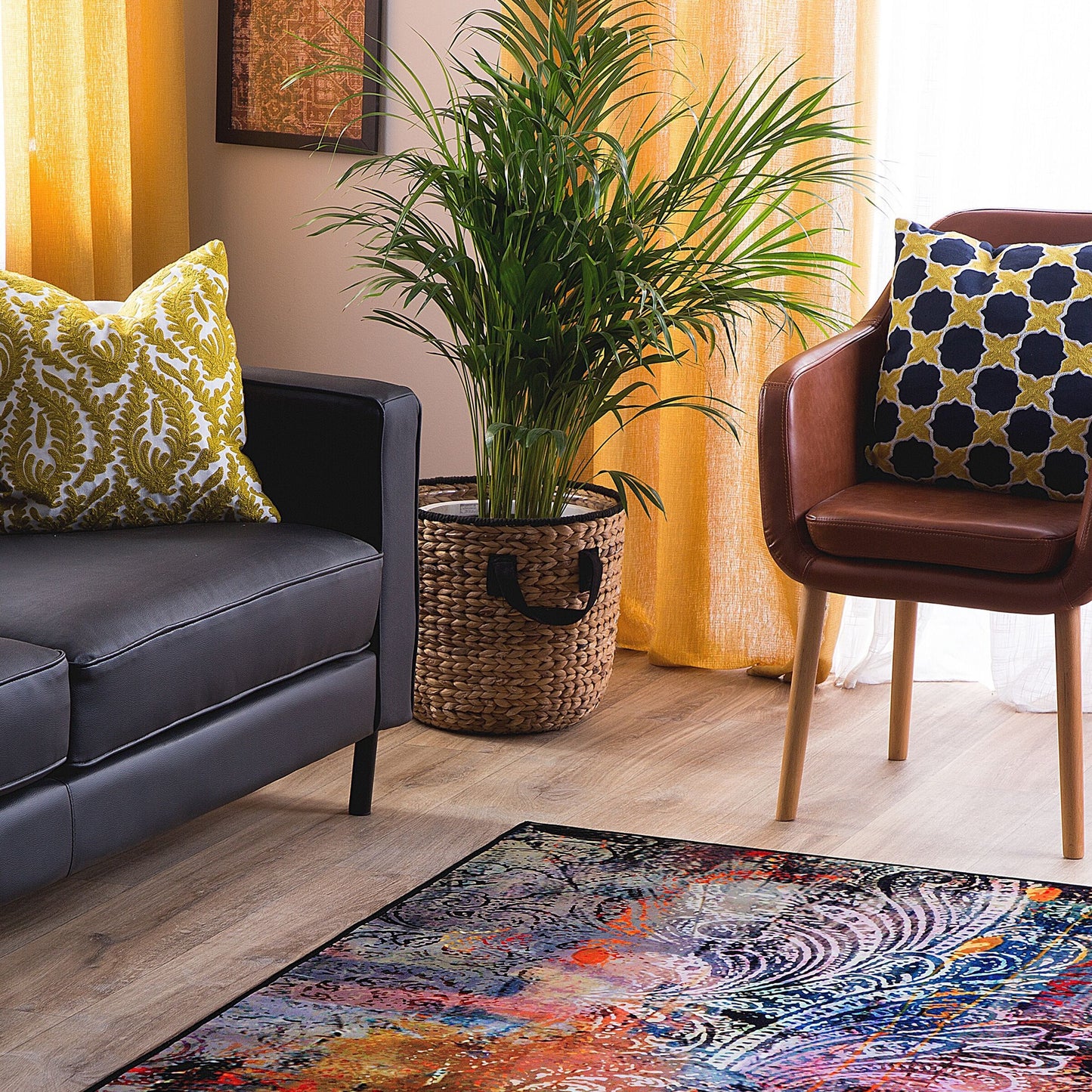 Multicolour Paisley Rug 140 x 200cm Polyester Rubber Backing