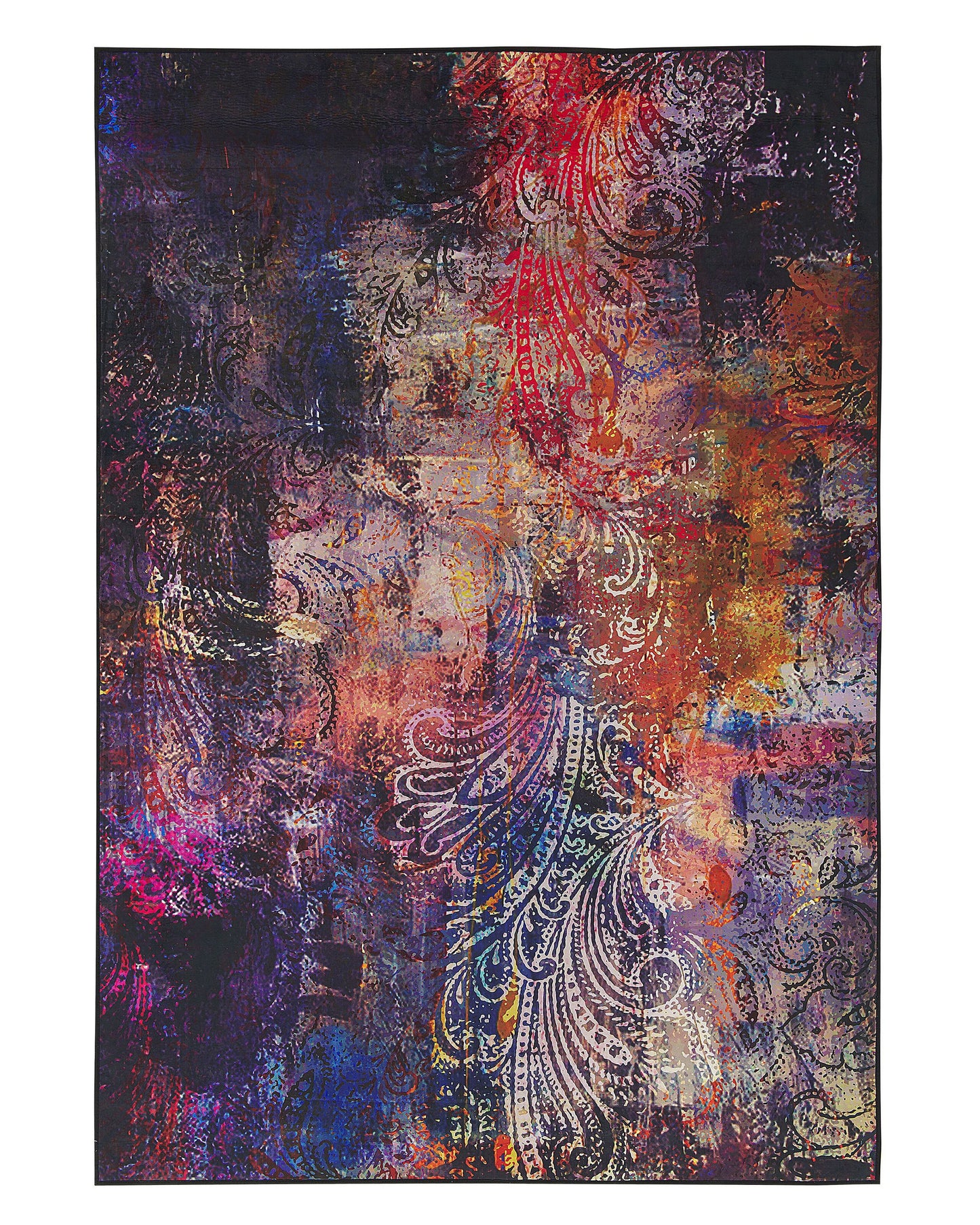 Multicolour Paisley Rug 140 x 200cm Polyester Rubber Backing