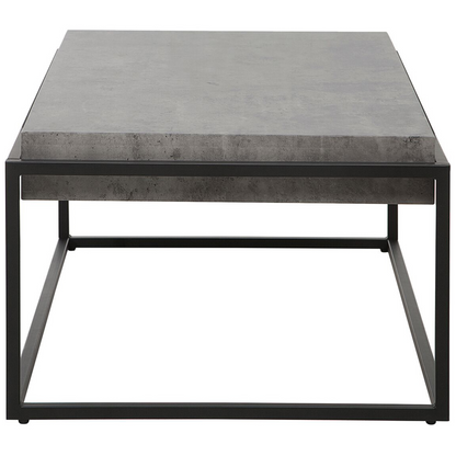 Grey Concrete Effect Coffee Table With Black Metal Frame 115 x 64cm