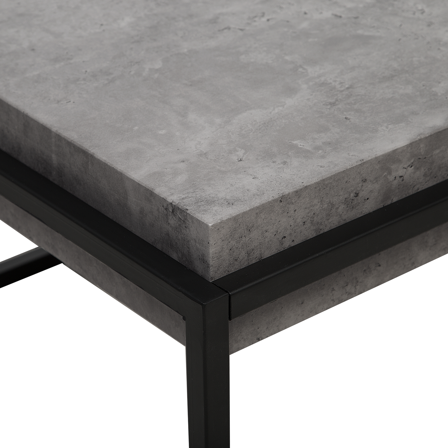 Grey Concrete Effect Coffee Table With Black Metal Frame 115 x 64cm