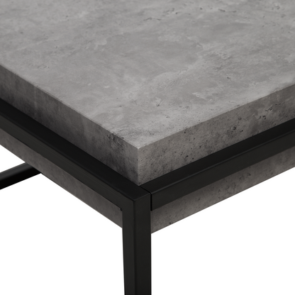 Grey Concrete Effect Coffee Table With Black Metal Frame 115 x 64cm