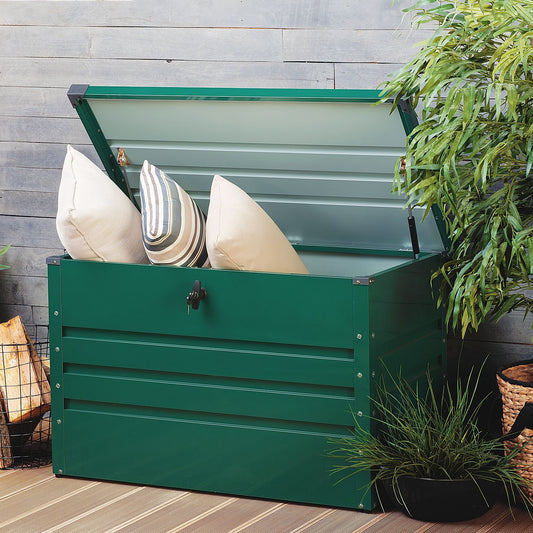 Outdoor Storage Box 300L Green Galvanized Steel Garden