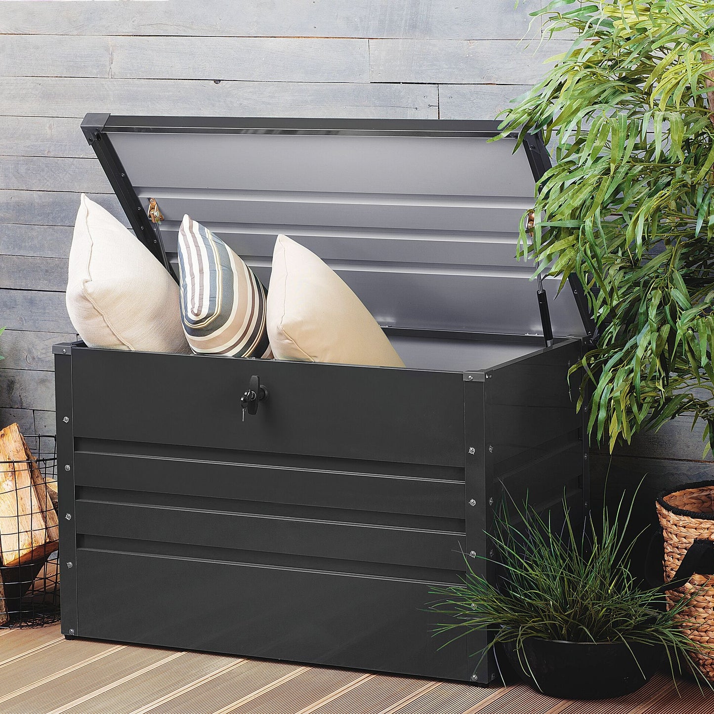 Outdoor Storage Box Grey 300L Galvanized Steel