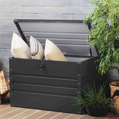 Outdoor Storage Box Grey 300L Galvanized Steel