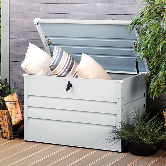 Lockable Outdoor Storage Box Light Grey Galvanized 300L
