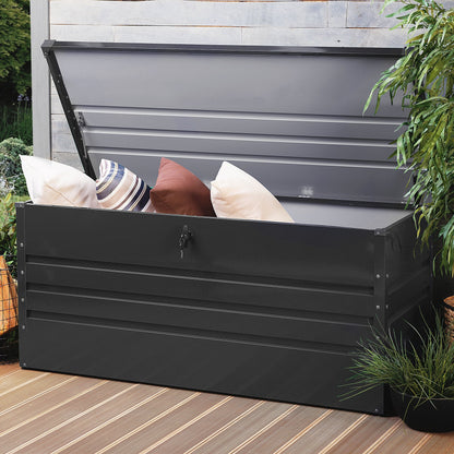Outdoor Storage Box 400L Grey Galvanized Steel Lockable