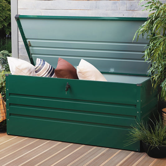 Outdoor Storage Box Green Galvanized Steel 400L Industrial