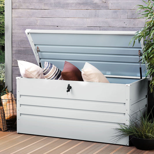 Outdoor Storage Box Light Grey Galvanized Steel 400 L