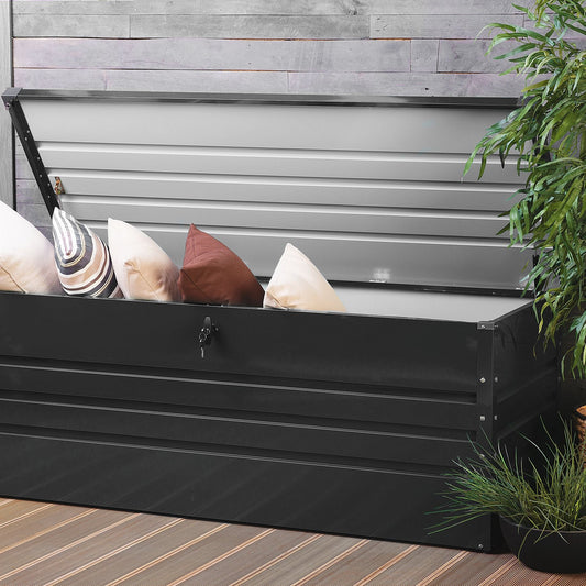 Outdoor Storage Box Grey Galvanized Steel 600L