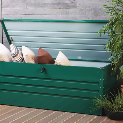 Outdoor Storage Box Green Galvanized Steel 600 L